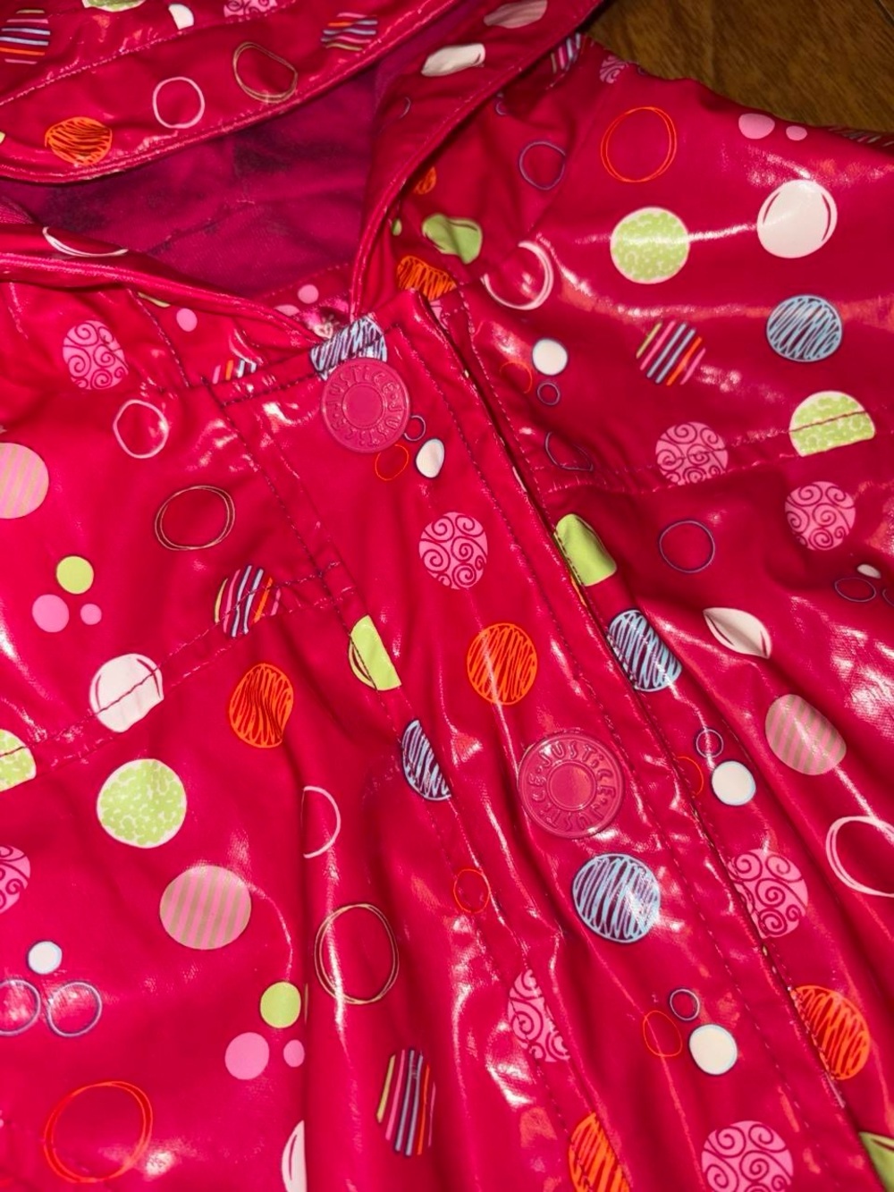 Vintage Y2K Justice Rain Jacket with polka dots - Picture 4 of 8